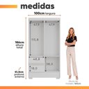 Ver imagem 3 de Guarda Roupas Mel Solteiro 4 Portas 2 Gavetas Branco