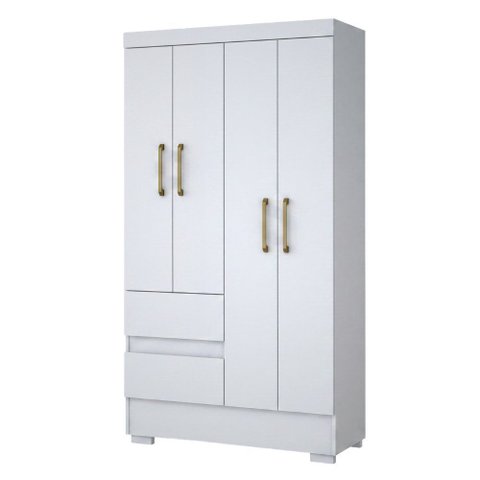 Guarda Roupas Mel Solteiro 4 Portas 2 Gavetas Branco