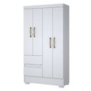 Ver imagem 1 de Guarda Roupas Mel Solteiro 4 Portas 2 Gavetas Branco