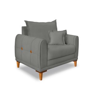 Poltrona Logan Veludo Cinza Chumbo - Lucadi Home