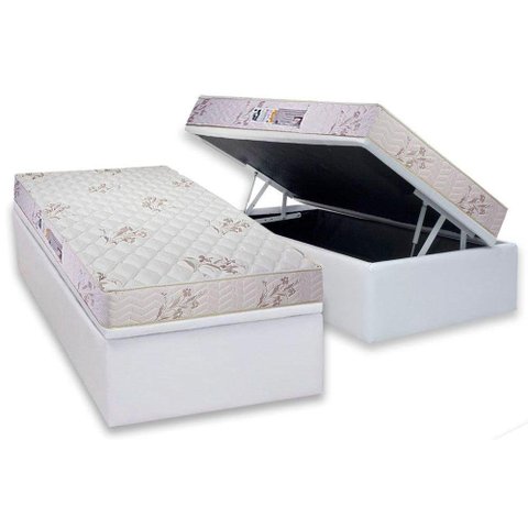 Cama Box Baú Solteiro: Colchão Espuma D33 Luckspuma Supreme Floral Pró Saúde Duplo + Base Crc