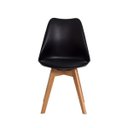 Ver imagem 2 de Cadeira Saarinen Leda Polipropileno Preta Base Wood Sala de Jantar Moderna