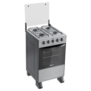 Fogão Delicato 4 Bocas Porta com Visor Vidro Duplo Mesa Aço Inox Compacto e Moderno com Forno 52 L