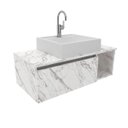 Ver imagem 6 de Gabinete Banheiro com Cuba Inclusa com Porta e Nicho 80 cm Cor: Mármore Branco