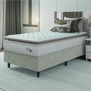 Ver imagem 1 de Cama Box Colchão Solteiro Molas Ensacadas City Pillow Top 88x188x61cm Branco / Bege Hellen