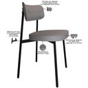 Ver imagem 5 de Cadeira Estofada para Sala de Jantar Astrid Preto C01 Linho Cinza - Lyam Decor