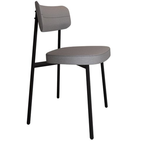Cadeira Estofada para Sala de Jantar Astrid Preto C01 Linho Cinza - Lyam Decor