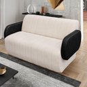 Ver imagem 1 de Sofá 3 Lugares Decorativo 148cm Túlio Sintético Pu e Bouclê K01 - D’Rossi