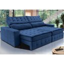 Ver imagem 1 de Sofá Retrátil e Reclinável 2,55m Cama inBox Big Puffer com SoftGel D40 Velupluma Azul