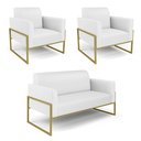 Ver imagem 1 de Sofá Namoradeira com 2 Poltronas Base Industrial Alta Dourado Marisa Corino D03 - D’Rossi Bra
