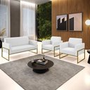 Ver imagem 2 de Sofá Namoradeira com 2 Poltronas Base Industrial Alta Dourado Marisa Corino D03 - D’Rossi Bra