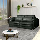 Ver imagem 1 de Sofá Decorativo Piece Bipartido Retrátil Sala de Estar 215cm Couro Verde G58 - Gran Belo
