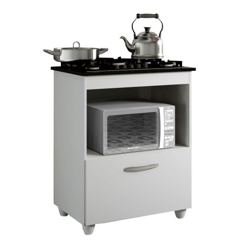 Balcão Cooktop Cozinha 5 Bocas 1 Porta Salvia Kaiki Branco