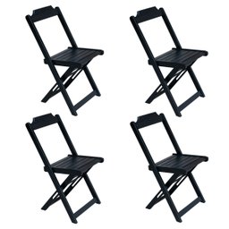 Conjunto Restaurante de Mesa Dobravel de Madeira 1,20x70 com 4 Cadeiras Preto - 2
