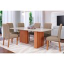 Ver imagem 1 de Conjunto: Mesa Sala Jantar Ester Tampo Madeirado C/ Vidro 180x90cm e 6 Cadeiras Clarice Cinamomo/off