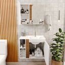 Ver imagem 5 de Gabinete Banheiro Lotus com 2 Portas Espelheira e Cuba Branco/ripa 3d