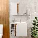 Ver imagem 2 de Gabinete Banheiro Lotus com 2 Portas Espelheira e Cuba Branco/ripa 3d