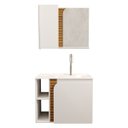 Ver imagem 1 de Gabinete Banheiro Lotus com 2 Portas Espelheira e Cuba Branco/ripa 3d