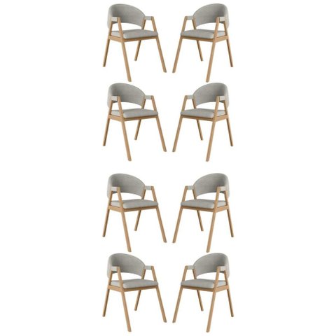 Kit 8 Cadeiras Mesa Jantar Suellen Versátil Reforçada Linho Cor:cinza Claro