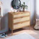 Ver imagem 1 de Cômoda Retrô para Quarto com 3 Gavetas e Tela Sintética Cor:hanover com Roble