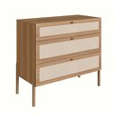 Ver imagem 5 de Cômoda Retrô para Quarto com 3 Gavetas e Tela Sintética Cor:hanover com Roble