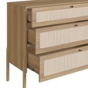 Ver imagem 7 de Cômoda Retrô para Quarto com 3 Gavetas e Tela Sintética Cor:hanover com Roble