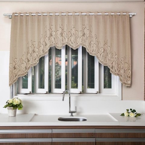 Cortina Renda Bando Cozinha Cascata 3,00 X1,00alt Diversas:tulipa Marrom