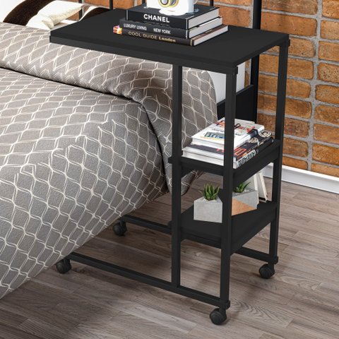 Mesa Industrial Auxiliar para Cama Miti Preto