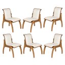 Ver imagem 1 de Kit 6 Cadeiras para Mesa de Jantar 55x82 Cm Barcelona Madeira Maciça Imbuia Linho Bege Cru L71 - RMI