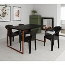 Ver imagem 1 de Mesa Jantar Manchester Preta Base Cobre com 4 Cadeiras Pretas Diamond Sala Cozinha - Preto/cobre