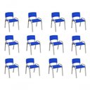 Ver imagem 1 de Kit 12 Cadeira Iso Infantil Creche, Base Cinza Azul