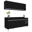 Ver imagem 1 de Armário Nevada e Balcão 180cm com Tampo Dallas Preto - Lumil Lumil Móveis Nevada/dallas