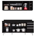 Ver imagem 3 de Armário Nevada e Balcão 180cm com Tampo Dallas Preto - Lumil Lumil Móveis Nevada/dallas