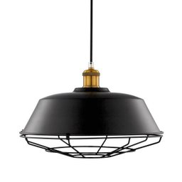 Pendente Em Metal Preto Com Soquete Dourado   36Cm - 2