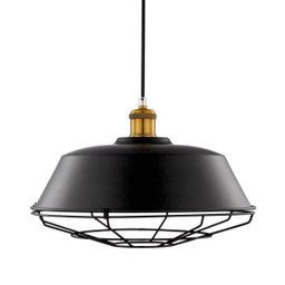 Pendente Em Metal Preto Com Soquete Dourado   36Cm - 1