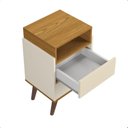 Ver imagem 5 de Conjunto 2 Mesas de Cabeceira Verona Moderna para Quarto 2 Gavetas Pés Retrô - Off White com Nature