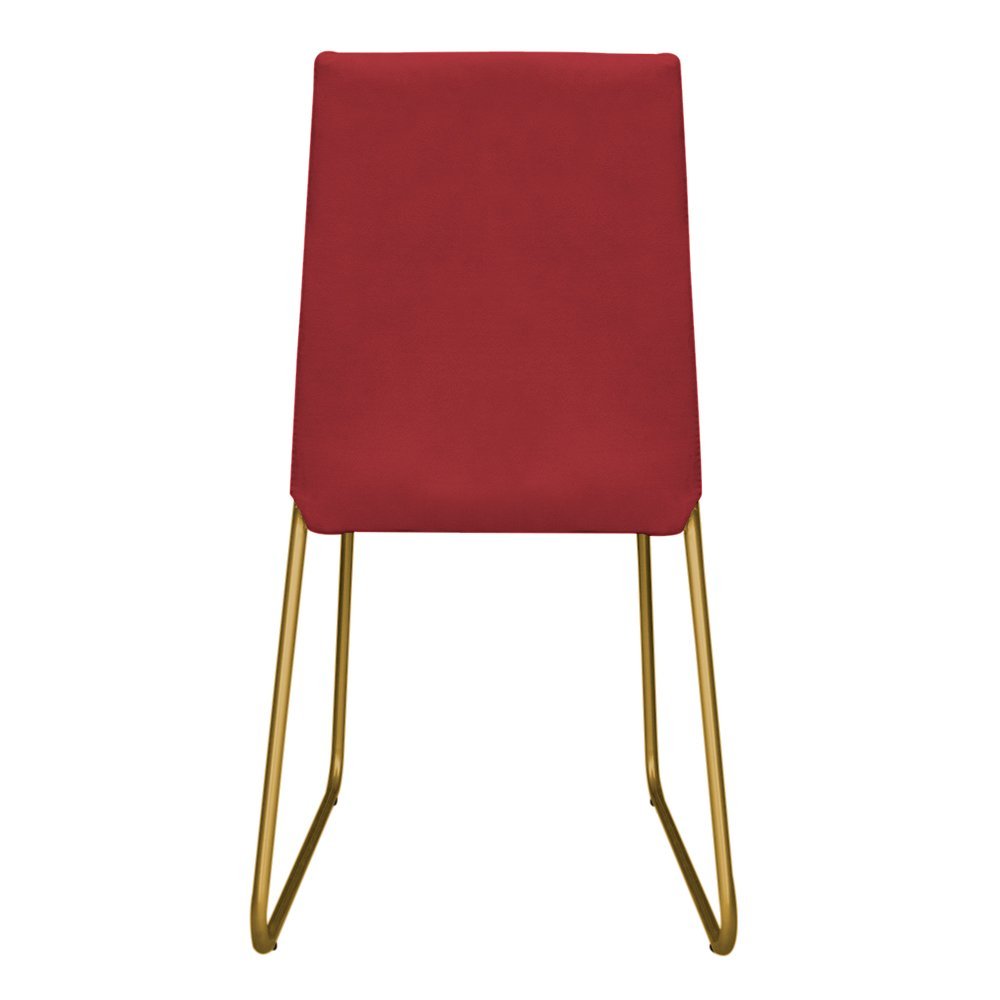 Kit 6 Cadeiras de Jantar Estofada Lille Base Gold Veludo Vermelho - Montanaris Decor - 4