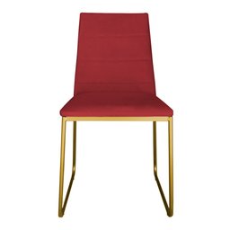Kit 6 Cadeiras de Jantar Estofada Lille Base Gold Veludo Vermelho - Montanaris Decor - 2