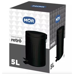 Lixeira Retro Preta 5L Mor - 2