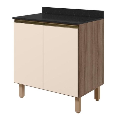 Balcão com Tampo 2 Portas MDF 60 cm Kali 1222022 Carvalho Toq Off White Nicioli