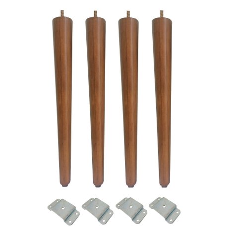 kit 4 Pé Palito 70cm Amendoa Marrom Claro + Chapinha Reta