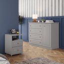 Ver imagem 1 de Conjunto Quarto Juvenil com Cômoda e Mesa de Cabeceira Americano Cinza