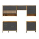 Ver imagem 2 de Cozinha Completa Modulada 100% MDF 5 Peças 8 Portas e Vidro Reflecta 280cm Vicenza Espresso Móveis Cinza/Amêndoa/Chumbo