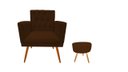 Ver imagem 1 de Kit Poltrona Decorativa Nina Capitonê + Puff Redondo Suede Marrom Pés Madeira Ms Decor