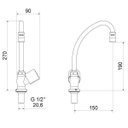 Ver imagem 2 de Torneira para Cozinha de Mesa Bica Móvel 1173 C 40 Domus Meber Metais