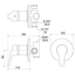 Misturador Monocomando para Chuveiro 2997 C 70 Meber Metais - 2