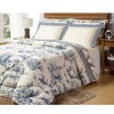 Ver imagem 1 de Jogo de Cama Queen 200 fios Porcelana Azul e Palha Casaborda 4 peças