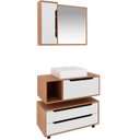 Ver imagem 1 de Kit Gabinete Balcão e Espelheira de Banheiro Cuba Karina Amêndoa/branco