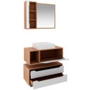 Ver imagem 4 de Kit Gabinete Balcão e Espelheira de Banheiro Cuba Karina Amêndoa/branco