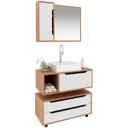 Ver imagem 6 de Kit Gabinete Balcão e Espelheira de Banheiro Cuba Karina Amêndoa/branco